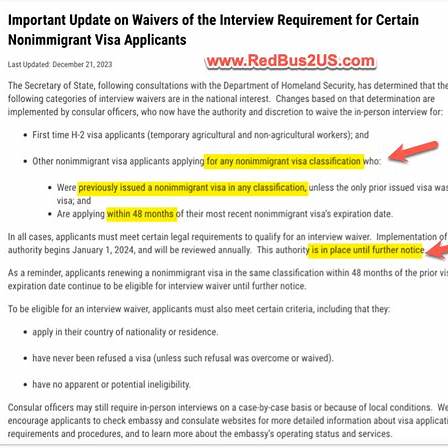 Expansion of U.S. Visa Interview Waiver Program